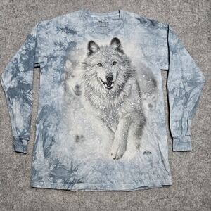The Mountain Gray Wolf Running Snow Plow Wilderness Adult Large Long‎ Sleeve